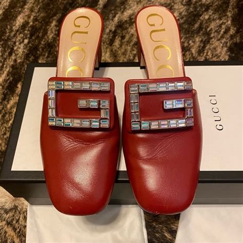 gucci madelyn crystal g mules|Gucci Madelyn Red Leather Crystal.